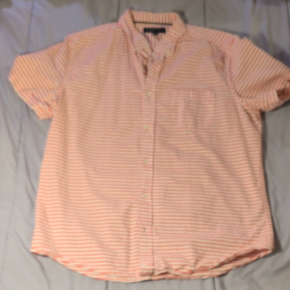 Aeropostale Men's Pink Striped Button Down Shirt